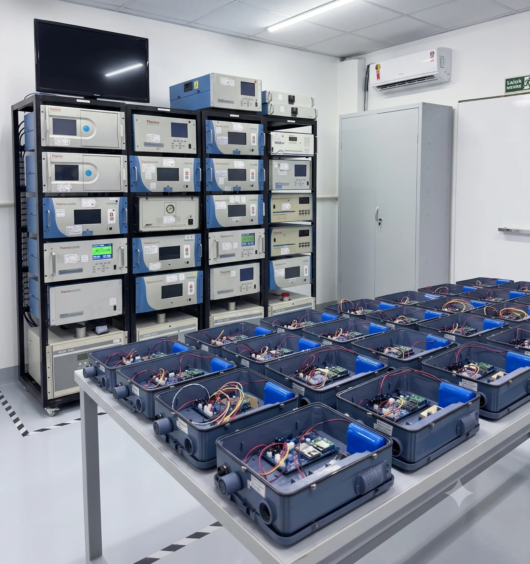 Vista interna do laboratório de assistência técnica da Aires